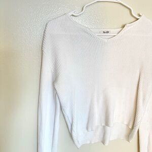 John Galt White Ribbed Long Sleeve